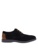 Thumbnail Derbies bleu marine à semelle plate avec des lacets ronds camel