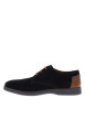 Thumbnail Derbies bleu marine à semelle plate avec des lacets ronds camel - Image 2