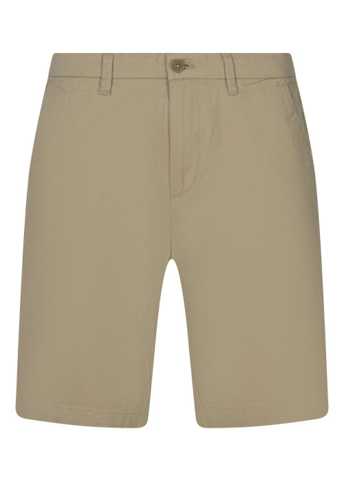 Short chino en coton beige uni avec une coupe droite et de multiples poches