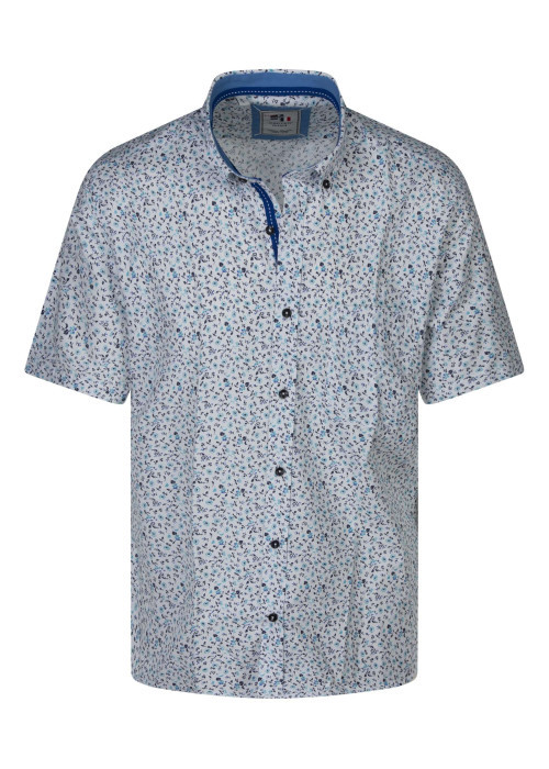 Chemise turquoise floral avec une coupe droite et des manches courtes
