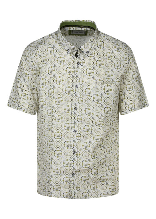 Chemise kaki à motifs avec une coupe droite et un col américain