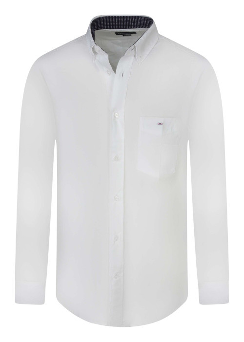 Chemise en coton blanche unie avec une coupe droite et un col américain