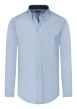 Thumbnail Chemise en coton bleu clair uni avec une coupe droite et un col américain