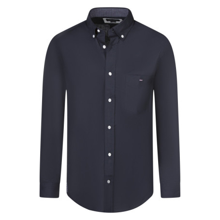Chemise en coton marine uni avec une coupe...