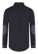 Thumbnail Chemise en coton marine uni avec une coupe droite et un col américain - Image 2