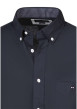 Thumbnail Chemise en coton marine uni avec une coupe droite et un col américain - Image 3