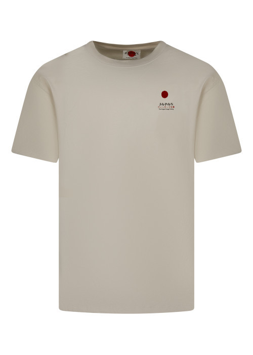 T-shirt en coton écru à coupe droite pourvu de...