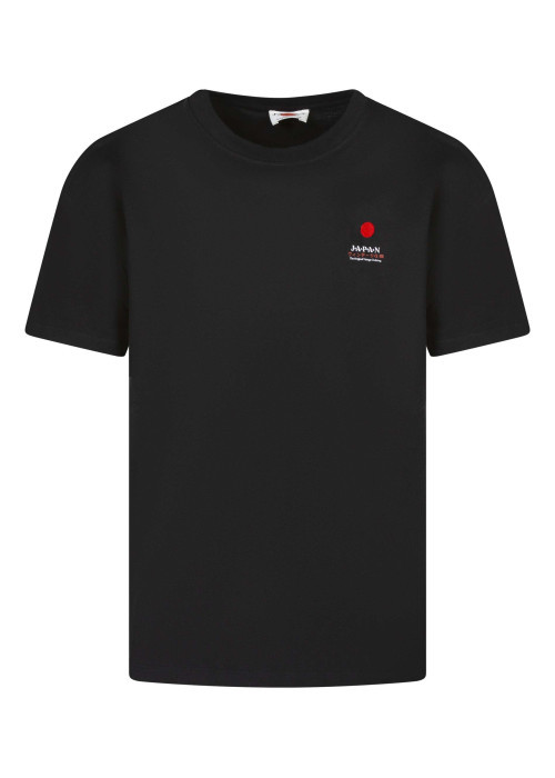 T-shirt en coton noir à coupe droite pourvu de manches courtes