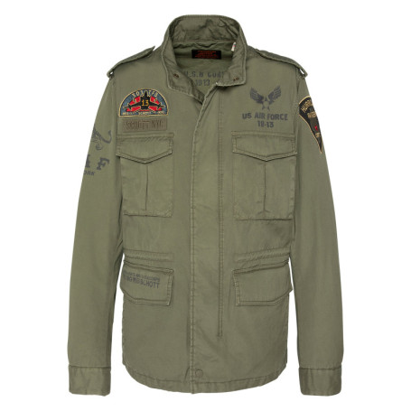 Parka militaire en coton kaki pourvue d'un col...
