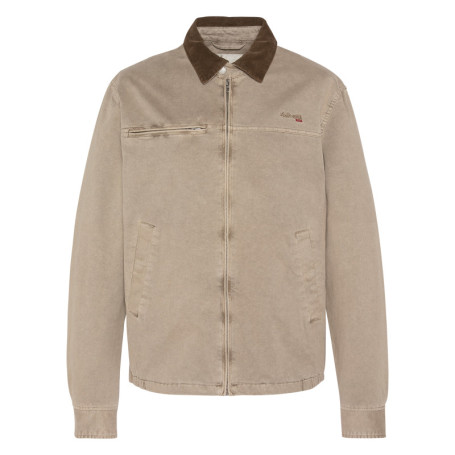 Blouson en coton beige à coupe droite pourvu...