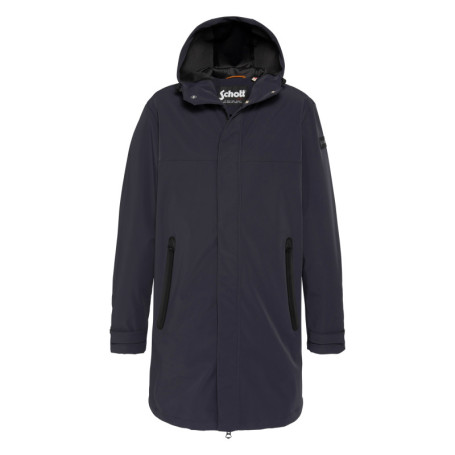 Manteau marine à coupe droite pourvu d'un col à...