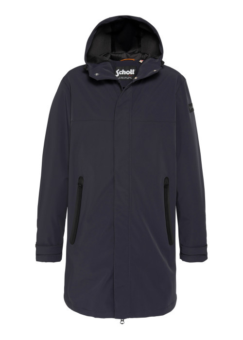 Manteau marine à coupe droite pourvu d'un col à...