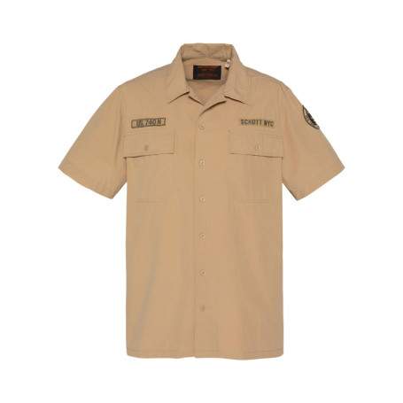 Chemise en coton beige à coupe droite pourvue...