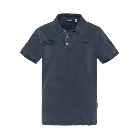 Polo en coton marine à coupe droite pourvu d'un...