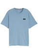 Thumbnail T-shirt en coton bleu uni pourvu d'une coupe droite et d'un col rond