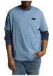 Thumbnail T-shirt en coton bleu uni pourvu d'une coupe droite et d'un col rond - Image 3