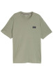 Thumbnail T-shirt en coton kaki uni pourvu d'une coupe droite et d'un col rond