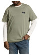 Thumbnail T-shirt en coton kaki uni pourvu d'une coupe droite et d'un col rond - Image 3