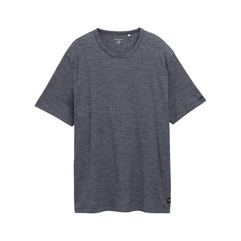 Tom Tailor + - T-shirt En Coton Marine Uni Pourvu D'un Col Rond Et D'une Coupe Droite - Bleu Foncé