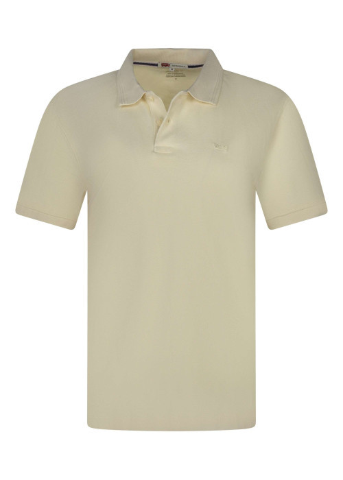 Polo en coton jaune uni avec une coupe droite et un col boutonné