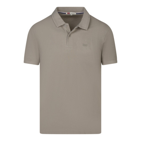 Polo en coton taupe uni avec une coupe droite...