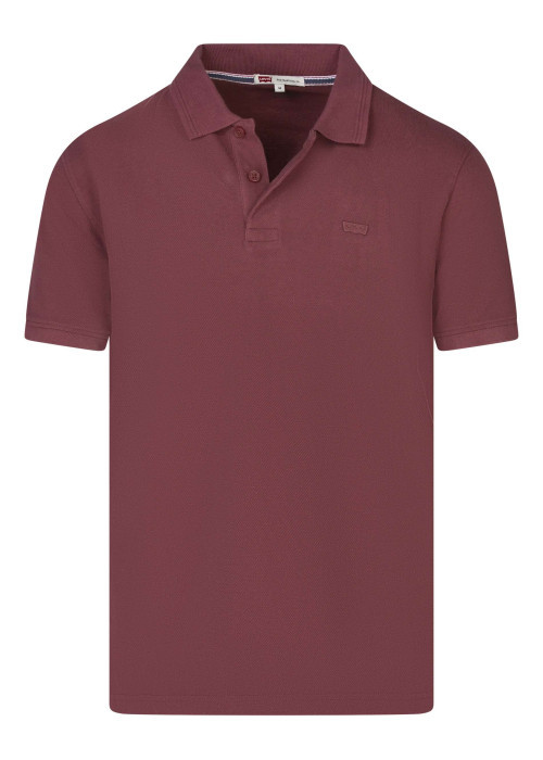Polo en coton bordeaux uni avec une coupe droite et un col boutonné