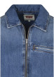 Thumbnail Blouson en jean en coton bleu denim uni avec une coupe droite et un col à revers - Image 3