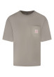Thumbnail T-shirt en coton taupe uni avec une coupe droite et un col rond
