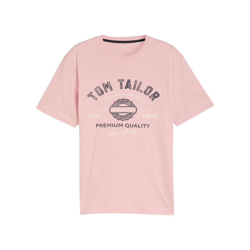Tom Tailor - T-shirt En Coton Rose Uni Pourvu D'une Coupe Droite Et D'un Col Rond - Rose Tom Tailor - T-shirt En Coton Rose Uni Pourvu D'une Coupe Droite Et D'un Col Rond - Rose