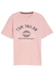 Thumbnail T-shirt en coton rose uni pourvu d'une coupe droite et d'un col rond