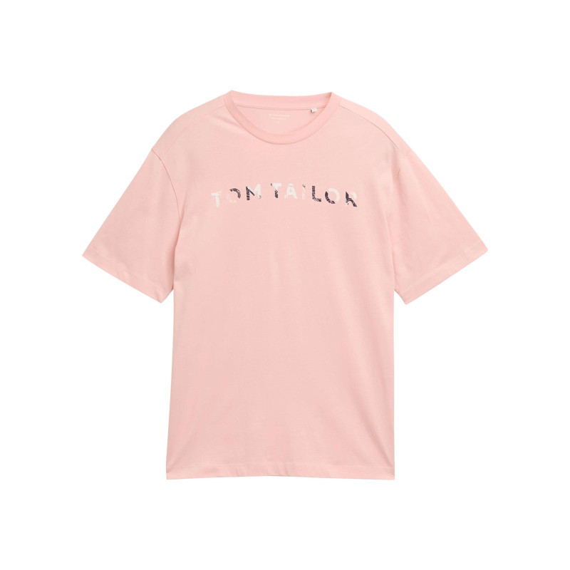 Tom Tailor - T-shirt En Coton Rose Uni Pourvu D'un Col Rond Et D'une Coupe Droite - Rose Tom Tailor - T-shirt En Coton Rose Uni Pourvu D'un Col Rond Et D'une Coupe Droite - Rose