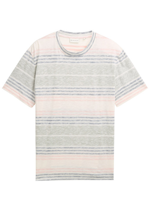 T-shirt en coton rose à rayures pourvu de...