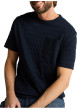 Thumbnail T-shirt en coton marine uni pourvu d'une poche plaquée et d'un col rond - Image 6