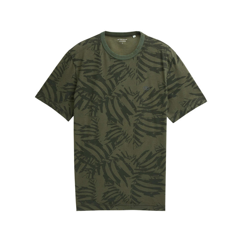 Tom Tailor - T-shirt En Coton Kaki à Motifs Pourvu D'une Coupe Droite Et D'un Col Rond - Vert Tom Tailor - T-shirt En Coton Kaki à Motifs Pourvu D'une Coupe Droite Et D'un Col Rond - Vert