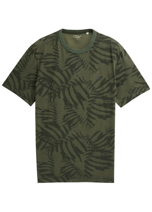 T-shirt en coton kaki à motifs pourvu d'une...