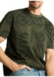 Thumbnail T-shirt en coton kaki à motifs pourvu d'une coupe droite et d'un col rond - Image 6