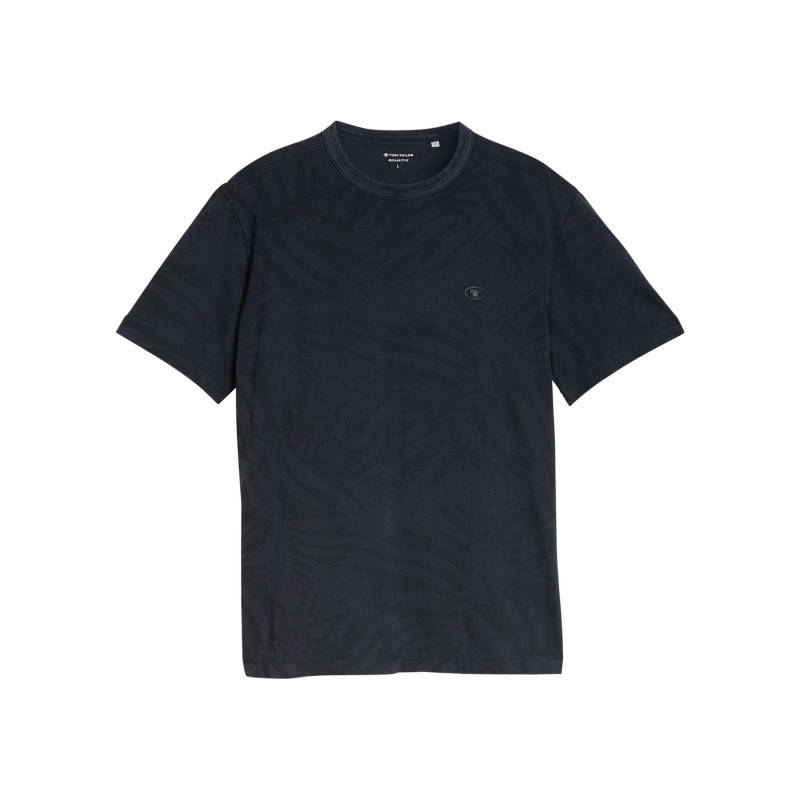 Tom Tailor - T-shirt En Coton Marine à Motifs Pourvu D'une Coupe Droite Et D'un Col Rond - Bleu Foncé Tom Tailor - T-shirt En Coton Marine à Motifs Pourvu D'une Coupe Droite Et D'un Col Rond - Bleu Foncé