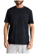 Thumbnail T-shirt en coton marine à motifs pourvu d'une coupe droite et d'un col rond - Image 3