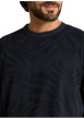 Thumbnail T-shirt en coton marine à motifs pourvu d'une coupe droite et d'un col rond - Image 6