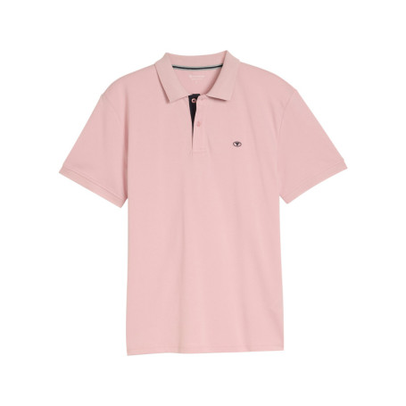 Polo en coton rose uni pourvu d'un col boutonné...