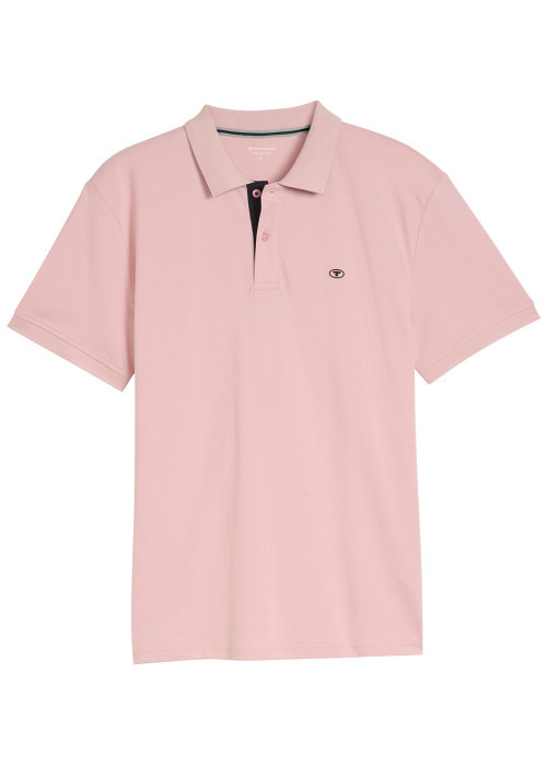 Polo en coton rose uni pourvu d'un col boutonné et de manches courtes
