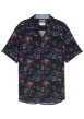 Thumbnail Chemise marine à motifs pourvue d'un col cubain et de manches courtes
