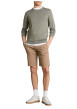 Thumbnail Pull en coton kaki uni pourvue d'une coupe droite et d'un col rond - Image 5