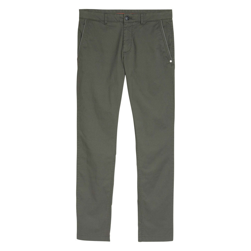 Tom Tailor - Pantalon Chino En Coton Kaki Uni Pourvu De Passants Pour La Ceinture - Vert