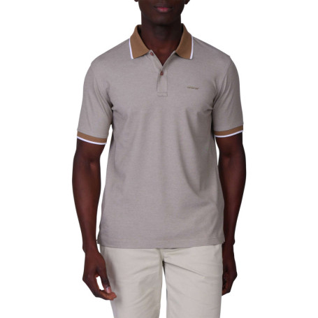 Polo taupe à coupe droite pourvu d'un col...