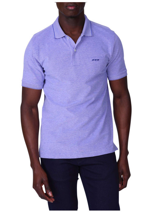 Polo en coton biologique violet à coupe droite pourvu d'un col boutonné