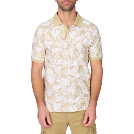 Polo en coton biologique beige à coupe droite...