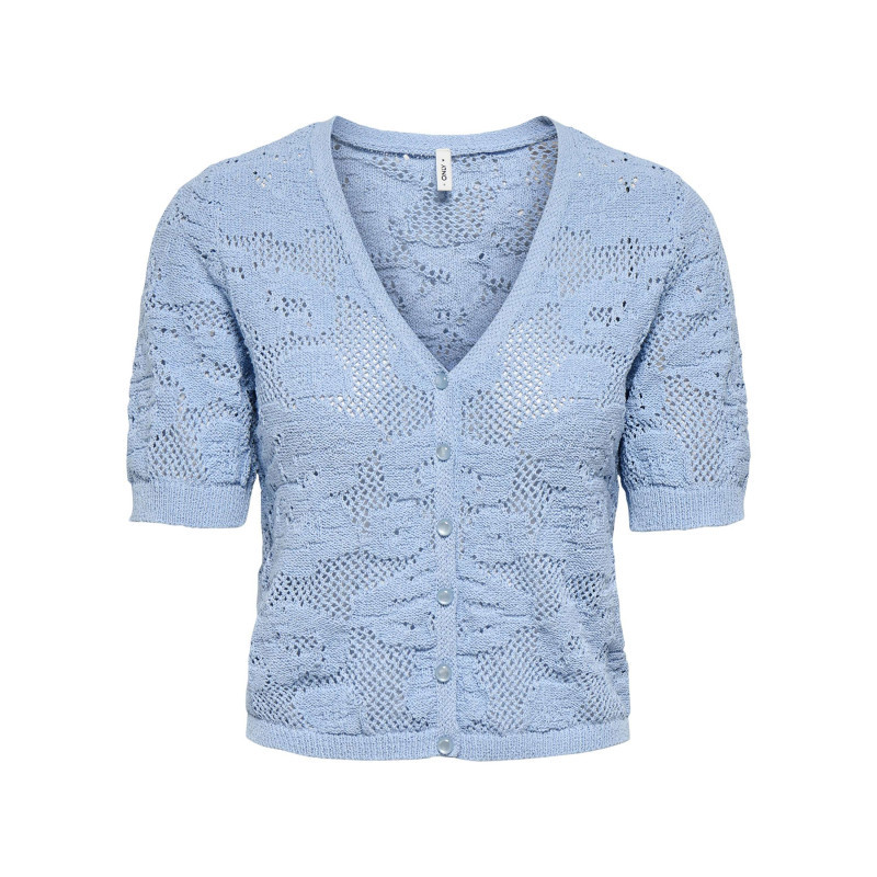 Only - Cardigan Ciel Uni Pourvu De Manches Courtes Et D'une Coupe Droite - Bleu Clair