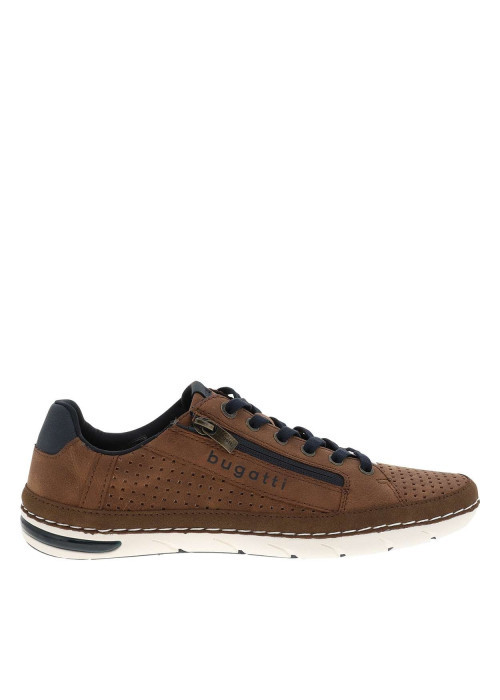 Sneakers cognac à talon plat avec des lacets et un zip latéral