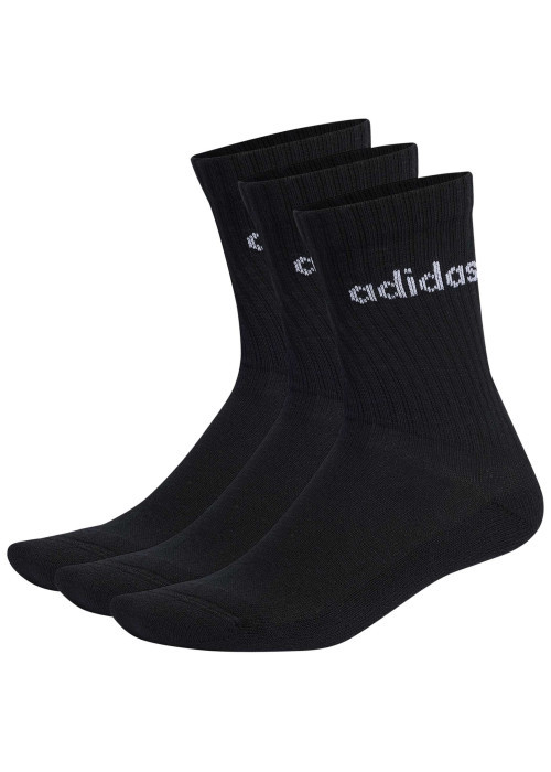 Lot de 3 paires de chaussettes hautes en coton noires ornées du nom de la marque